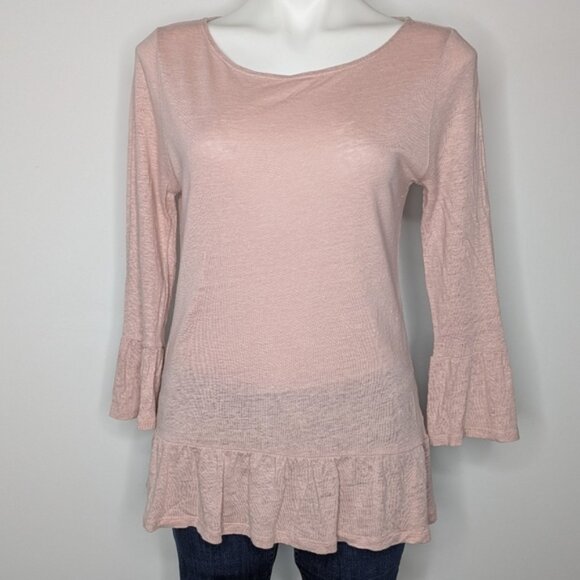 Boden Pink 3/4 Sleeve Sheer Lightweight Knit Linen Top S - Picture 1 of 8
